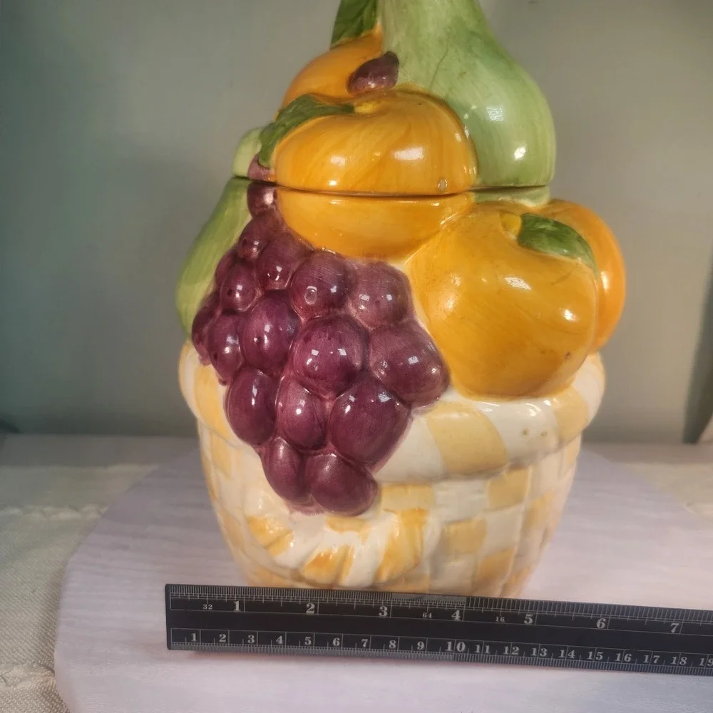 Vintage Cookie Jar Fruit In A Basket 10